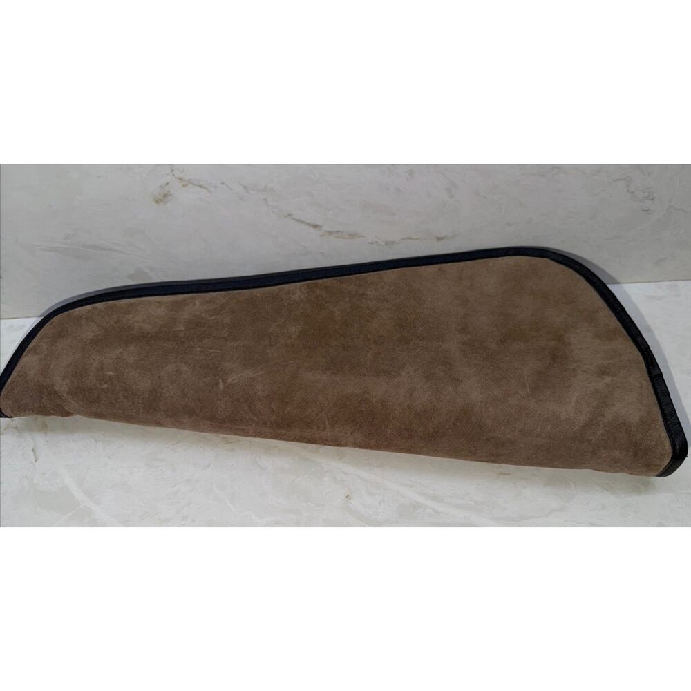 Vintage 17” Suede Leather Gun Carrying Case Blue Fleece Pistol Revolver Zipper - Picture 2 of 11